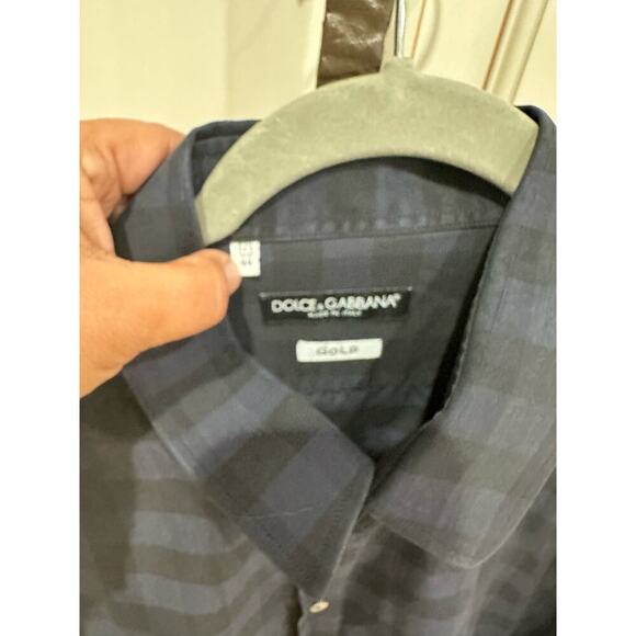 Dolce & Gabbana Gold Slim Fit Plaid Cotton Button Down Shirt - Picture 3 of 6
